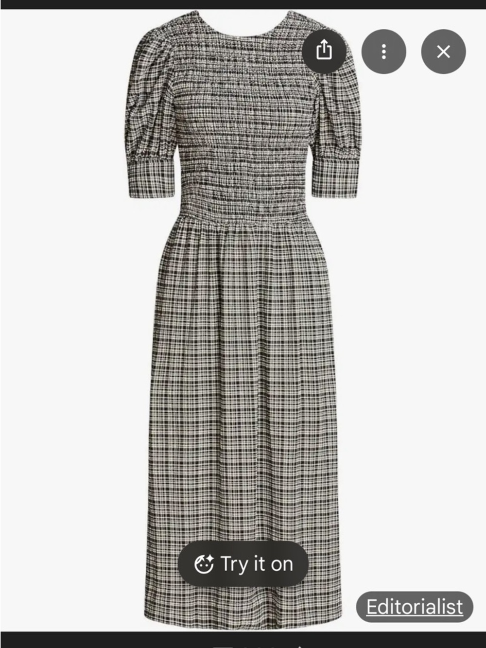 Ganni Black and White Checked Midi Skirt